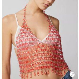 NWT Limelight Beaded Halter Pink Festival Top